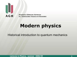 Historical introduction to quantum mechanics