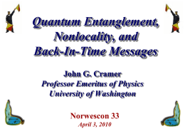 Quantum Entanglement, Nonlocality, and Back-In