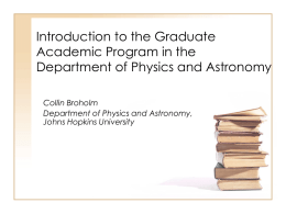 Introduction to the Graduate Academic Program in the