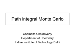Path integral Monte Carlo - Jawaharlal Nehru Centre for