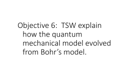Objective 6: TSW explain how the quantum