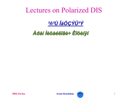 Lectures on Polarized DIS - Istituto Nazionale di Fisica