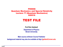PH0008 Quantum Mechanics and Special