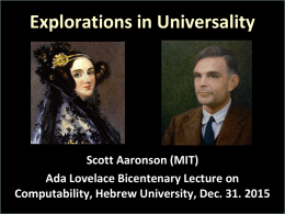 Explorations in Universality