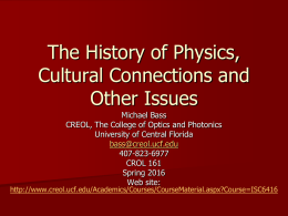 The Culture of Science - CREOL - University of Central Florida