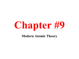 Chapter #11: Modern Atomic Theory