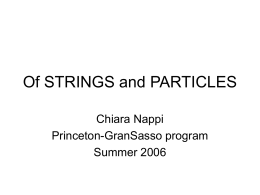 Of STRINGS and PARTICLES
