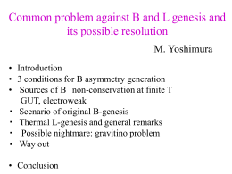 Common problem against B and L genesis and its possible resolution