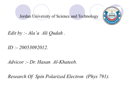 Spin Polarized Electron - Jordan University of Science and