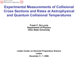 Experimental Measurements of Collisional Cross Sections