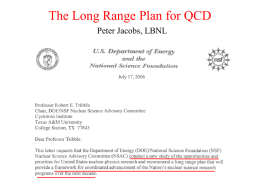 The Long Range Plan for QCD