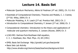 Lecture 14. Basis Set