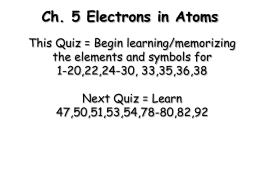 Ch. 5 Electrons in Atoms