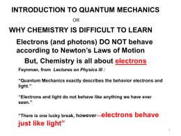 Lecture #1-2 QuantumConcepts - Chemistry and Biochemistry