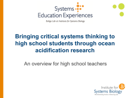 Bringing Systems Thinking to your High School Students through