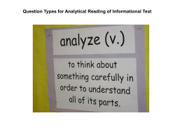 Analytical Questions for Close Reading of