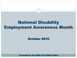 National Disability Employment Awareness Month October 2010