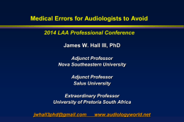 Hall Medical Errors for Audiologists