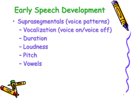 Early Speech Development - Infant & Toddler Connection of