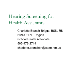 Hearing Screening - New Mexico School Health Manual