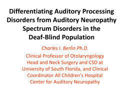 Differentiating Auditory Processing Disorders from Auditory