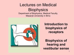 Introduction to biophysics of receptors. Biophysics of hearing and
