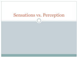 Sensations vs. Perception