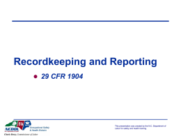 Recordkeeping and Reporting