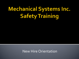 Mechanical Systems Inc. Safety Training