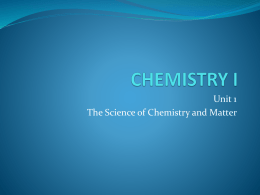 Unit 1 science of chemistry