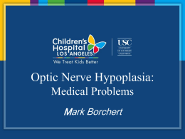 Optic Nerve Hypoplasia: Medical Problems presentation