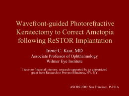 Wavefront-guided Photorefractive Keratectomy to Correct