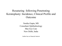 Resuturing following Penetrating Keratoplasty: Incidence