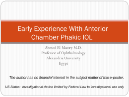 Early experience with an anterior chamber phakic IOL