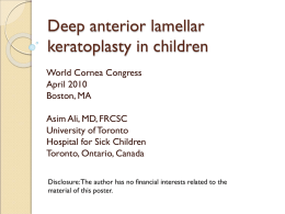 Deep anterior lamellar keratoplasty in children