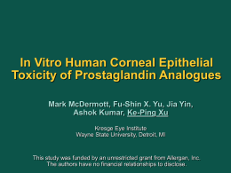 In Vitro Human Corneal Epithelial Toxicity of Prostaglandin