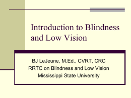Introduction to Blindness and Low Vision