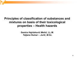 Principles of classification of substances and mixtures on basis of