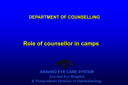 Role of counsellor in camps
