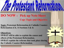 Protestant Reformation & Catholic Counter