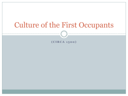Culture of the First Occupants