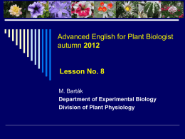 Lesson No. 1 Advanced English for Plant Biologist spring 2010