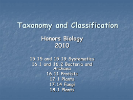 Honors Biology Chapter 18 Lecture