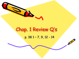 Lesson 12 Ch. 1 Review Q`s and A`s