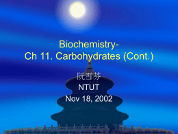 Biochemistry- Ch 11. Carbohydrates