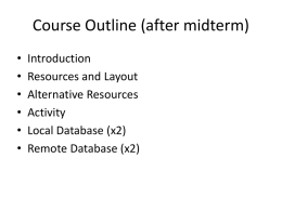 Course Outline (after midterm)