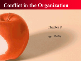Conflict in the Organization Chapter 9 (pp. 157-171)