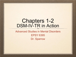 Chapters 1-2 DSM-IV-TR in Action