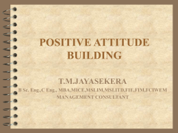 POSITIVE ATTITUDE BUILDING – TMJayasekera