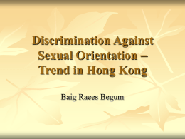 Discrimination Against Sexual orientation – trend in Hong Kong